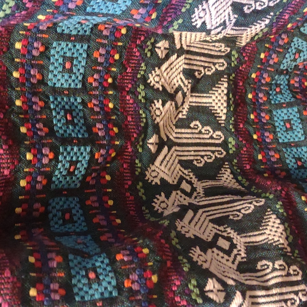 Vintage maxi smocked halter woven embroidery tribal boho dress ethnic hippie